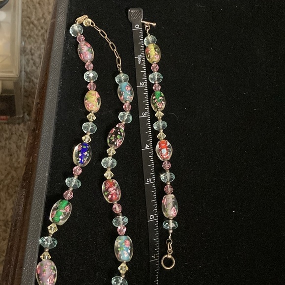 Vintage 925 Glass bead necklace and bracelet set - Picture 8 of 10
